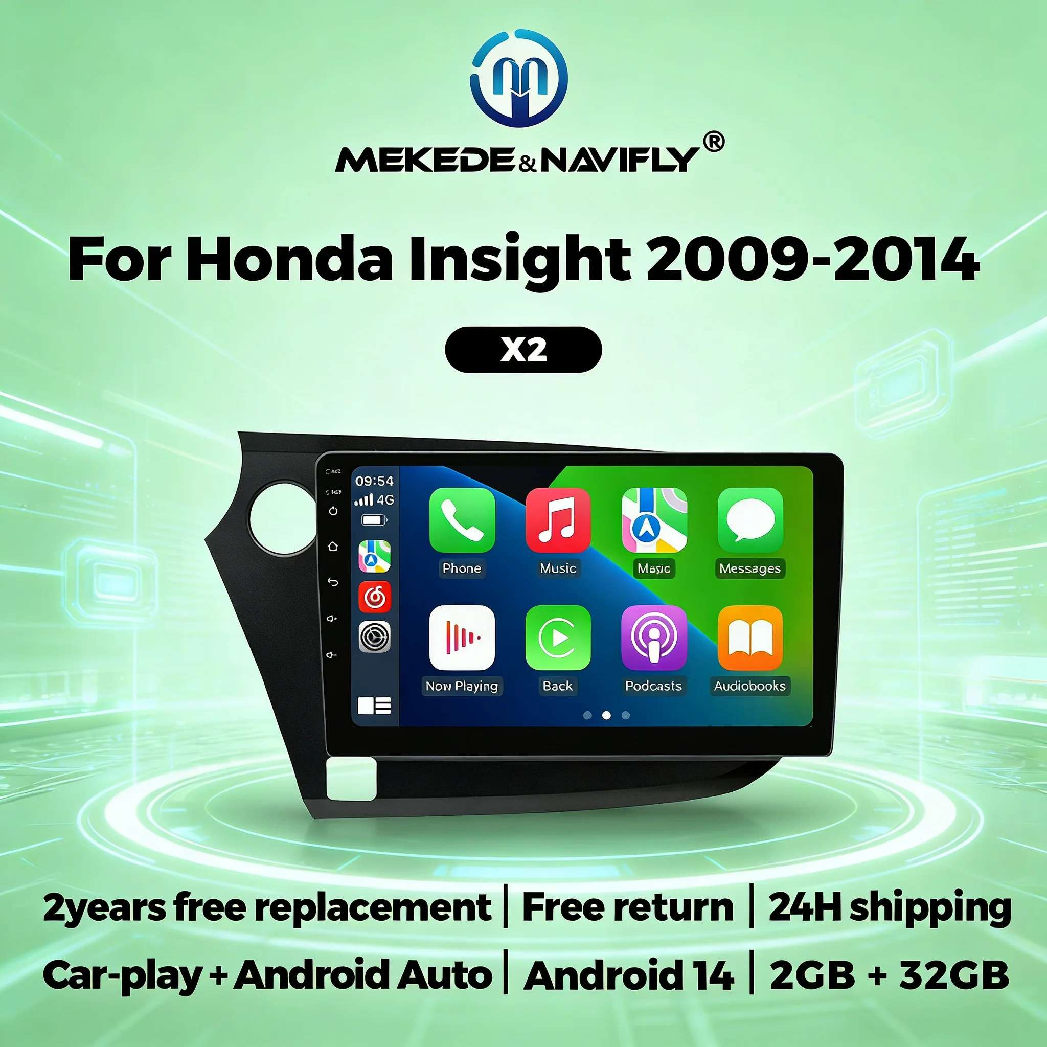9 Inch Screen Car Radio For Honda Insight 2 2009-2014 Intelligent Android Systems Wireless Carplay Auto Car Multimedia Player BT