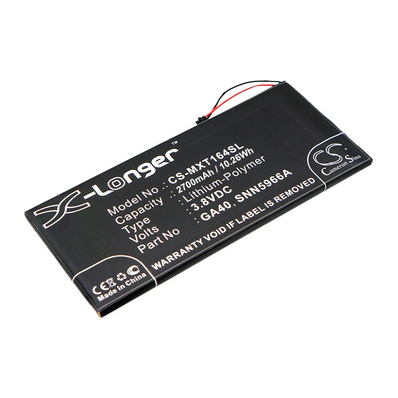 Batería de repuesto CS para Motorola Moto G4 Plus, Moto G4 Plus TD-LTE, XT1644, XT1643, XT1625, XT1622, Mo PN:GA40 2700mAh / 10.26Wh