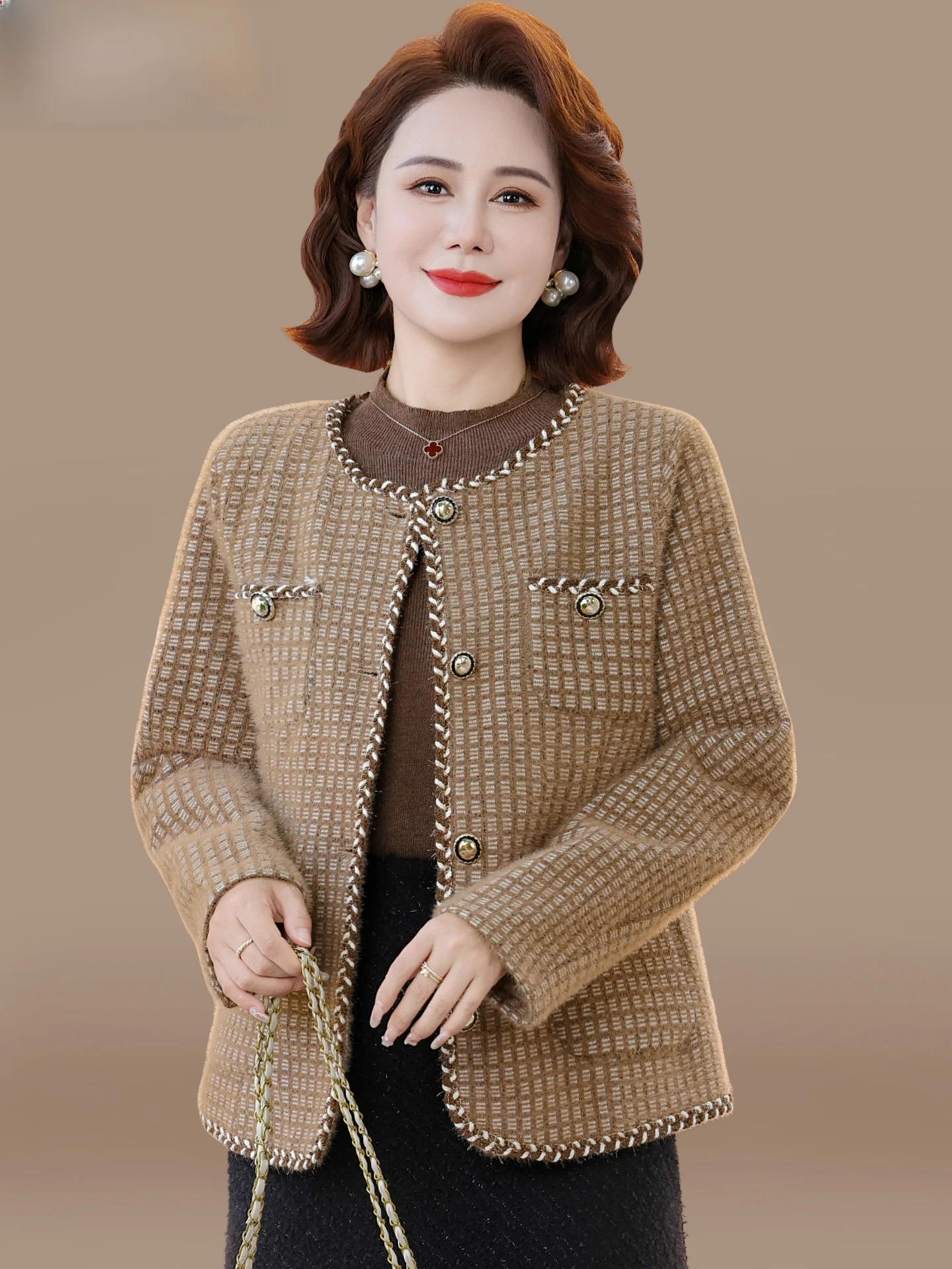 

Ele Lady Sle Autumn Faion Outerwear Small Fraance Wind Coat for Middle-Aged Women Dignified And Aosphere Cardigan