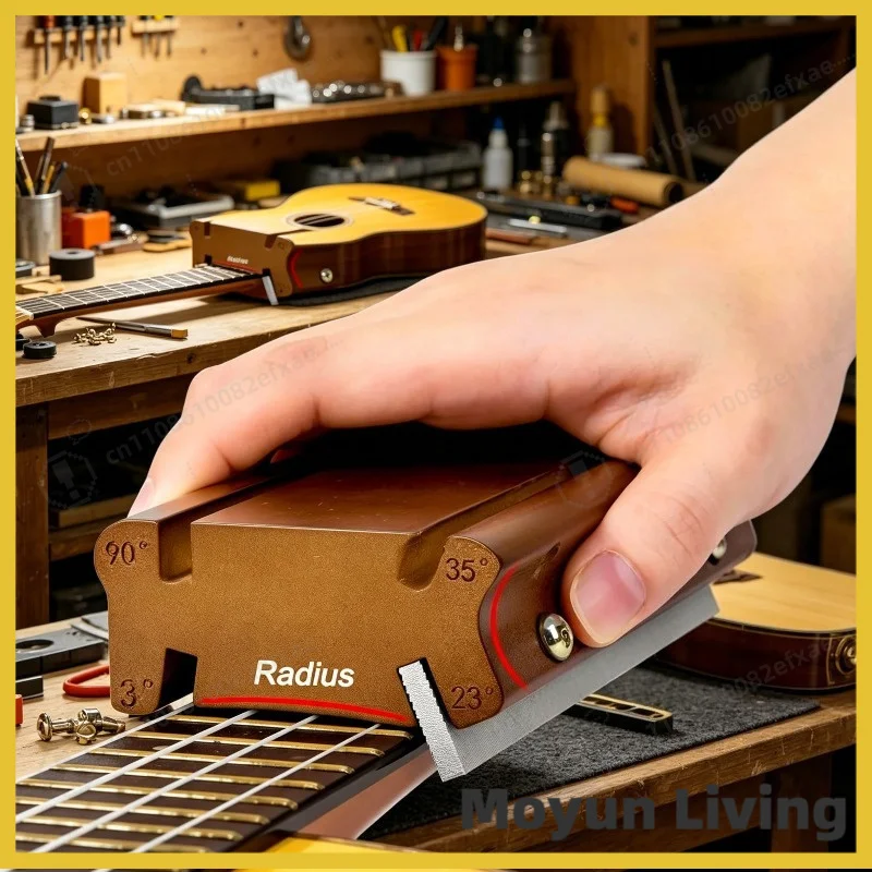 4-in-1 Bass & Guitar Fret File Tool – 3°, 23°, 35°, 90° Angles for Fret Dressing, Guitar Fret Tools for Beveling, Rounding, Debu