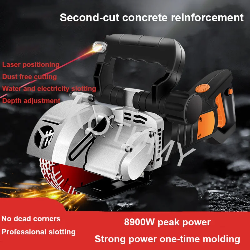 Handheld Electric Wall Chaser Groove Cutting Machine Adjustable Depth Laser Positioning Slotting Circular Sawing Equipment