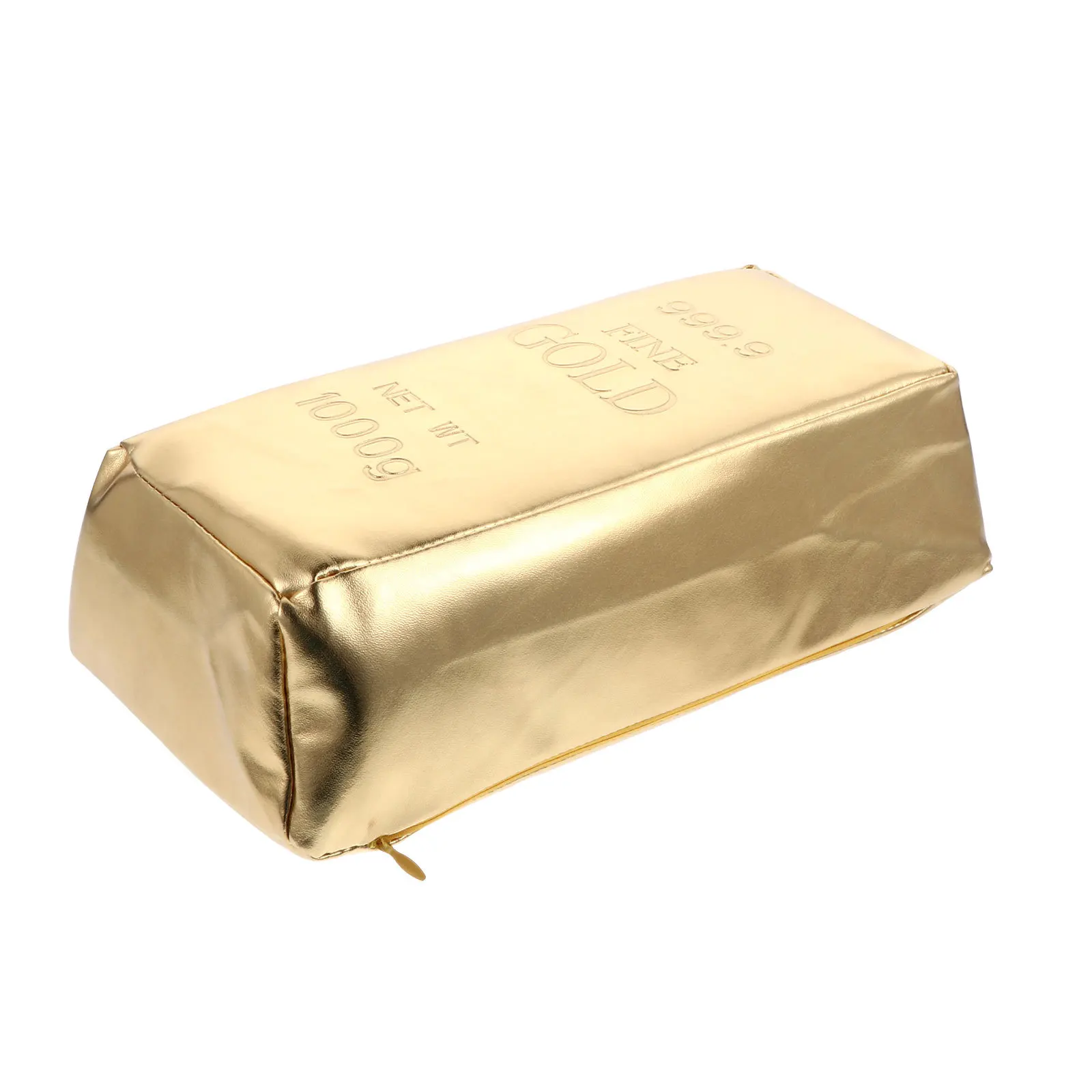 

1Pcs Pillow Funny Simulation Gold Brick Practical Waterproof PU Cushion Room Car Sofa Decor Gift for Birthday Christmas