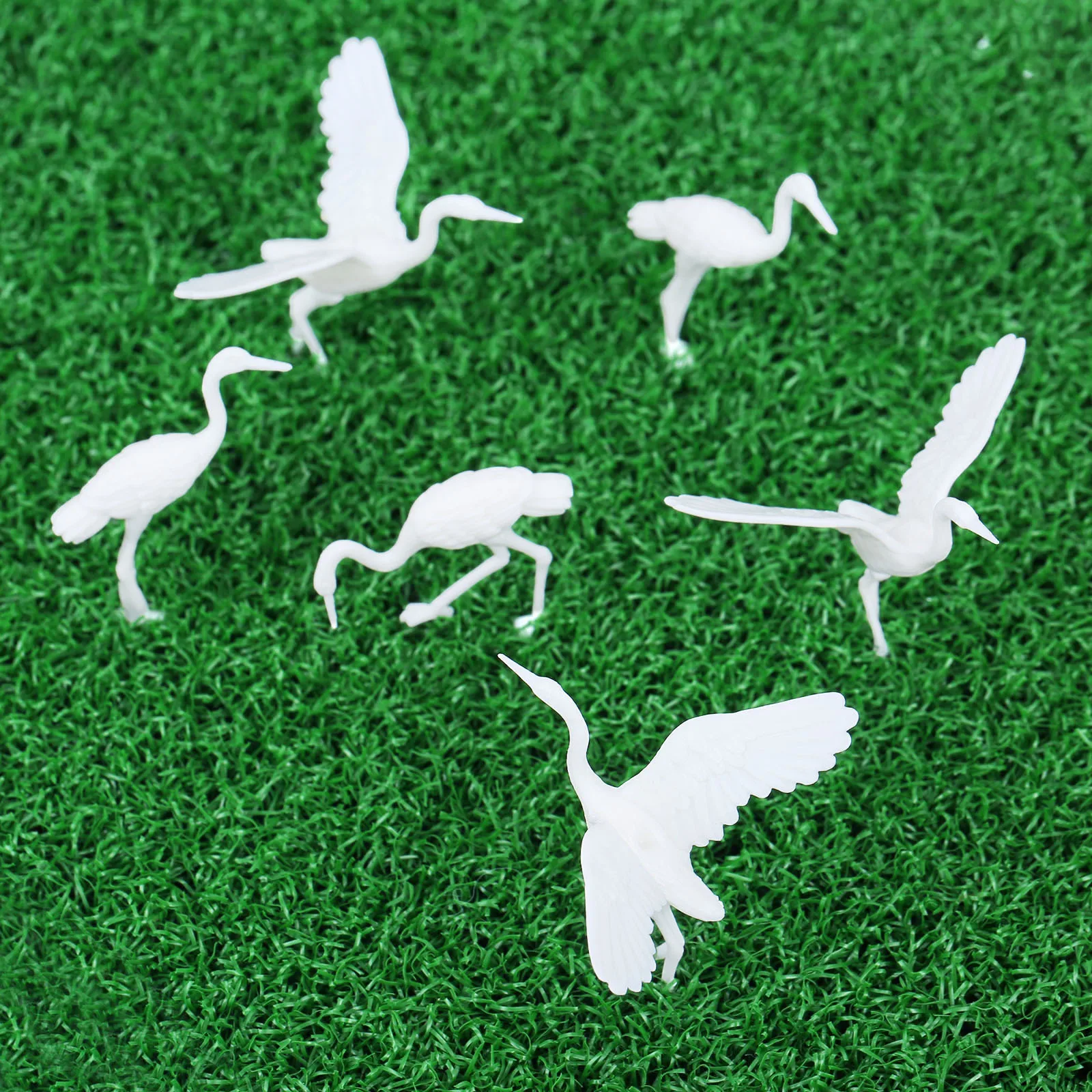 10pc 35mm Red-crowned Crane Models Mini Swan Birds Figure Plastic Toy Unique Decoration Scenes Layout Miniatures Landscape Decor