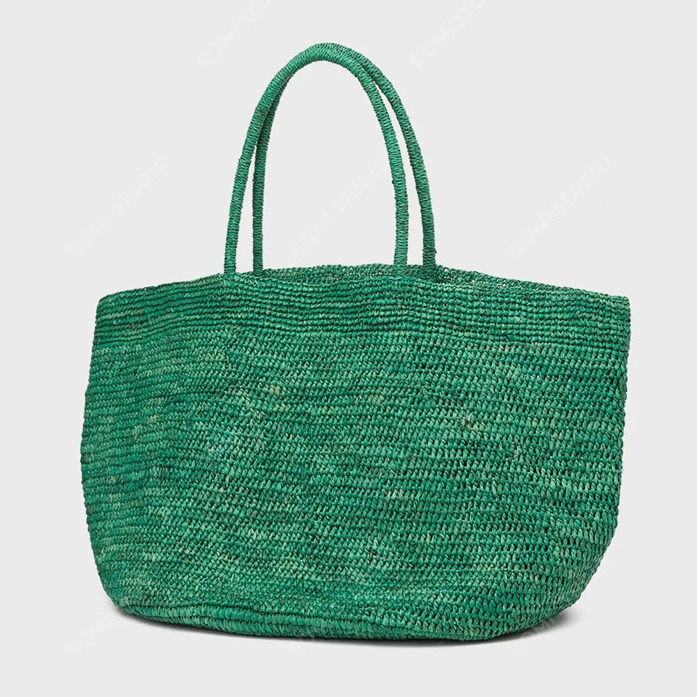 

Большая плетеная сумка-тоут из ротанга для женщин, натуральная пляжная сумка из рафии, роскошная сумка через плечо, летняя сумка-тоут.