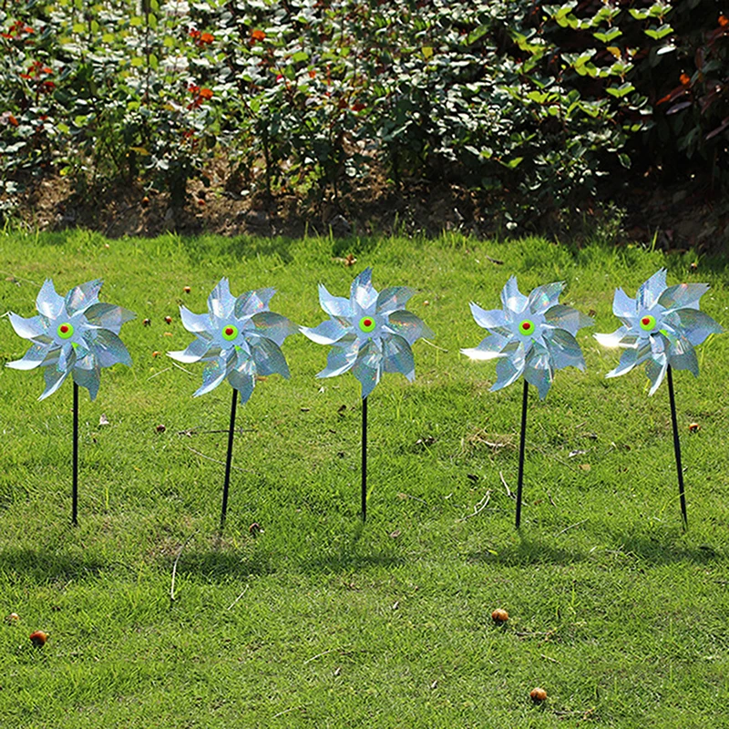 1pcs Bird Repeller Pinwheels Reflective Sparkly Bird Deterrent Windmill Protect Garden Plant Flower Garden Lawn Decoration