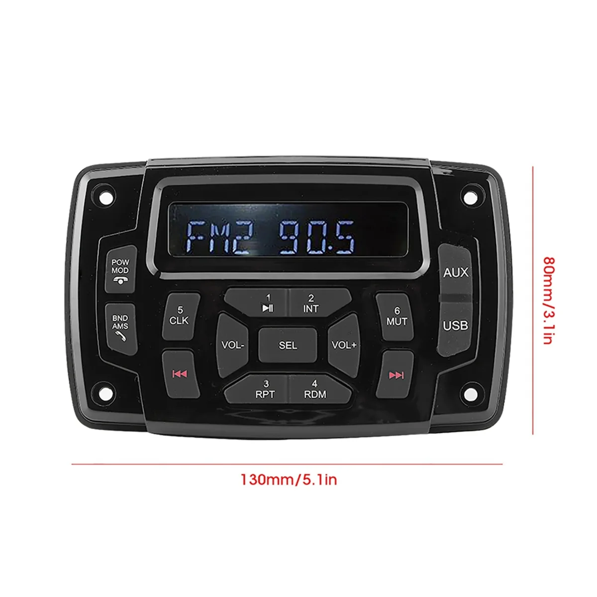 Impermeável MP3 Media Player para Barco, Marinha Stereo, Bluetooth Audio Radio, Receptor AM FM, Acessório impermeável IP66, 12V