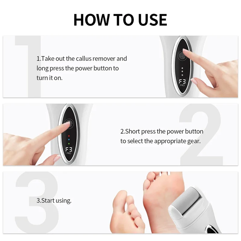 FGGS-Electric Foot Callus Remover Rechargeable Foot Hard Dry Dead Cuticle Skin Remover Pedicure Care Tools Black