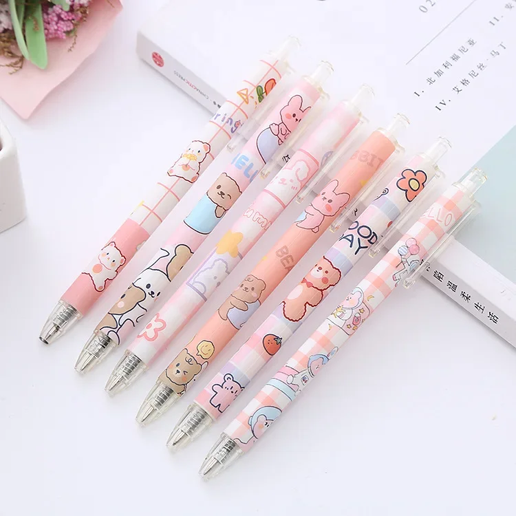 Wholesale cute animal bear press gender-neutral pen, cute stationery ins high-value signature pen, student school supplies