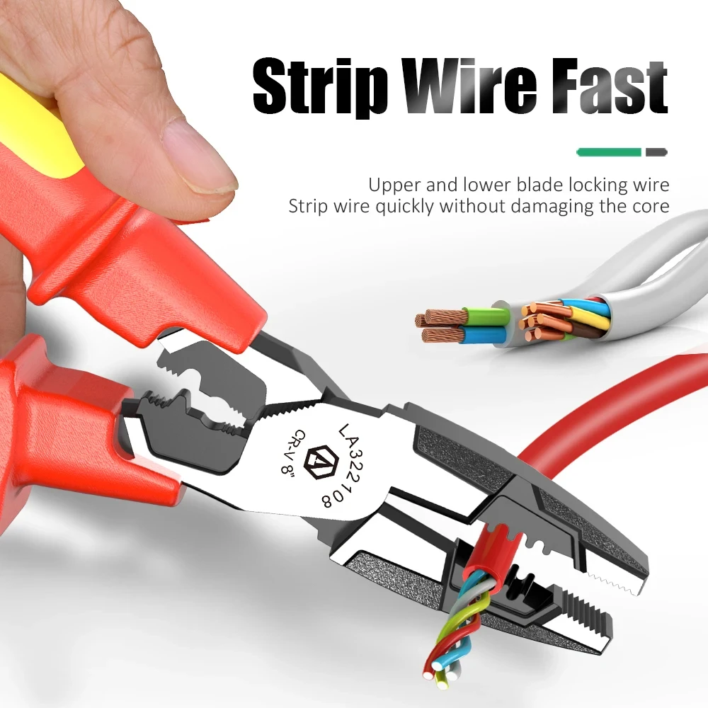 LAOA Insulated Pliers Needle Nose Wire Cutters Crimping Cable Shearing Withstand Voltage 1000V Electrician Wire Stripper