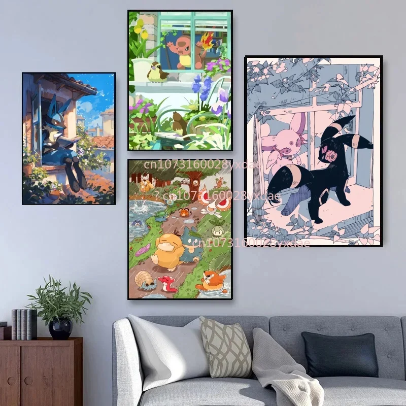 pintura-em-tela-de-anime-pokemon-bulbasaur-charmander-squirtle-poster-e-impressao-em-aquarela-arte-de-parede-decoracao-de-casa-presentes-para-criancas