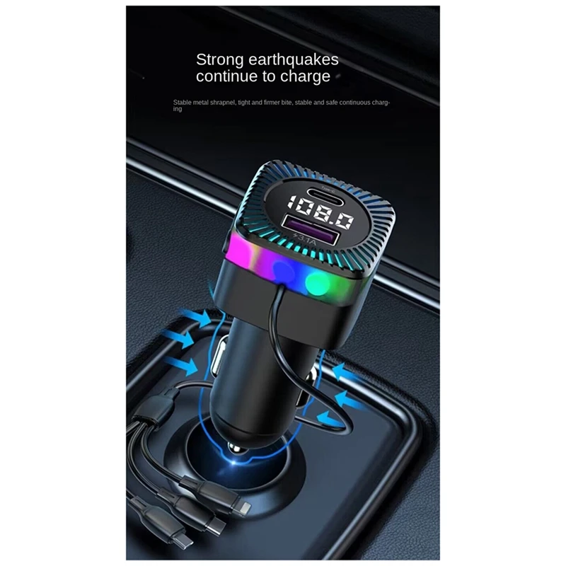 Автомобильный MP3-плеер с Bluetooth, автомобильное зарядное устройство с кабелем один на три, автомобильная зарядка, быстрая зарядка, Fm-передатчик, запасные части, аксессуары