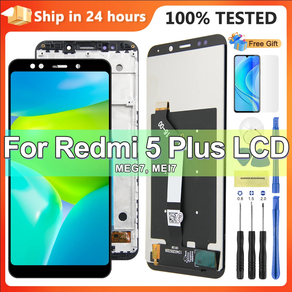 

NEW AMOLED For Xiaomi Redmi 5 Plus LCD Display Touch Screen Digitizer For Redmi 5 Plus MEG7 Screen With Frame Replacement Parts