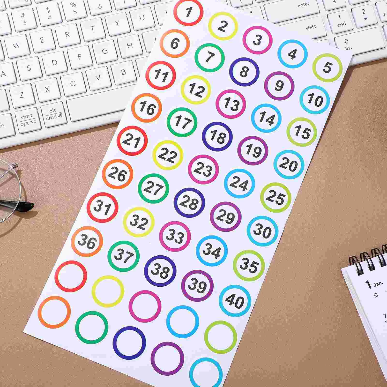 Autocollants pour ongles numérotés, petit numéro de 1 à 40, classification, bureau, 50 feuilles