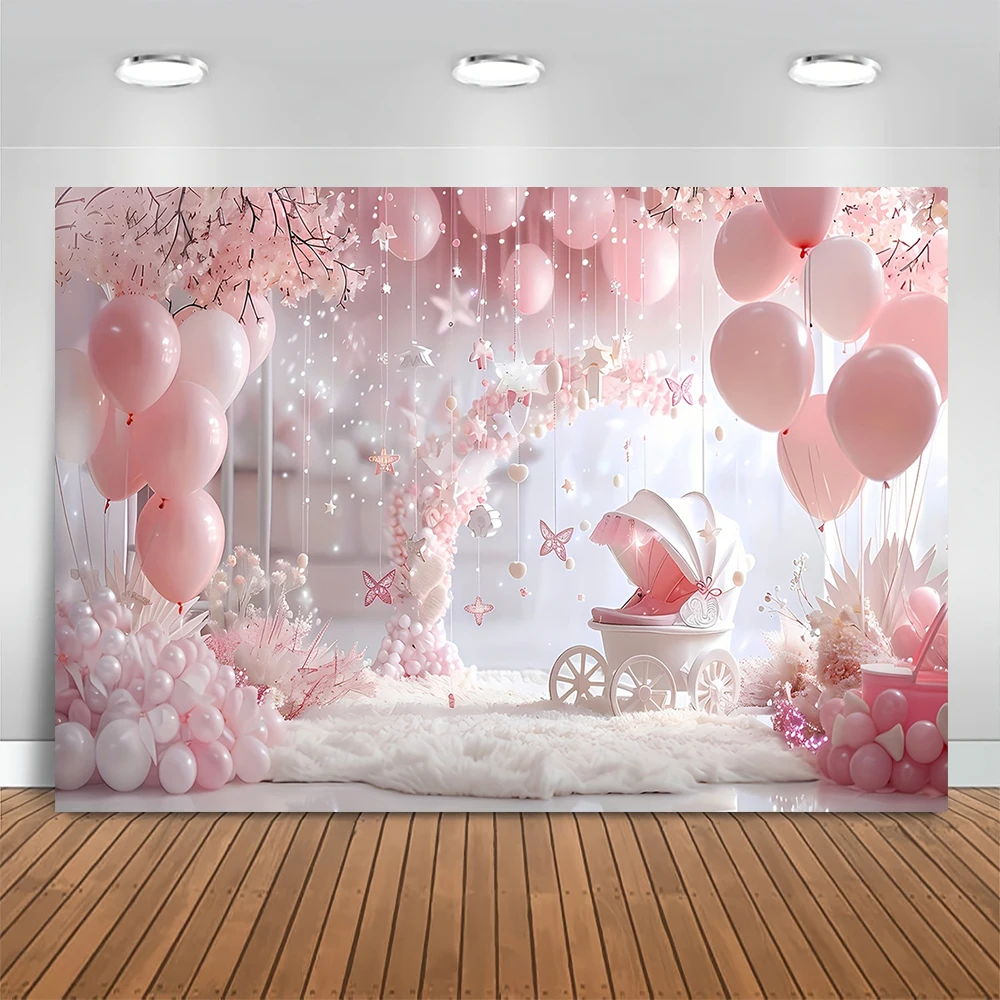 Newborn Portrait Backdrop Stars Moon Clouds balloon Kids 1st Birthday Party Cake Smash Decor Photography Background Baby Shower