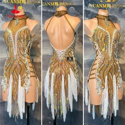 Latin Dance Dress Women Competition Customsized Rumba Chacha Tango Performance Costume Adult Children Latin Black Pool Dresses