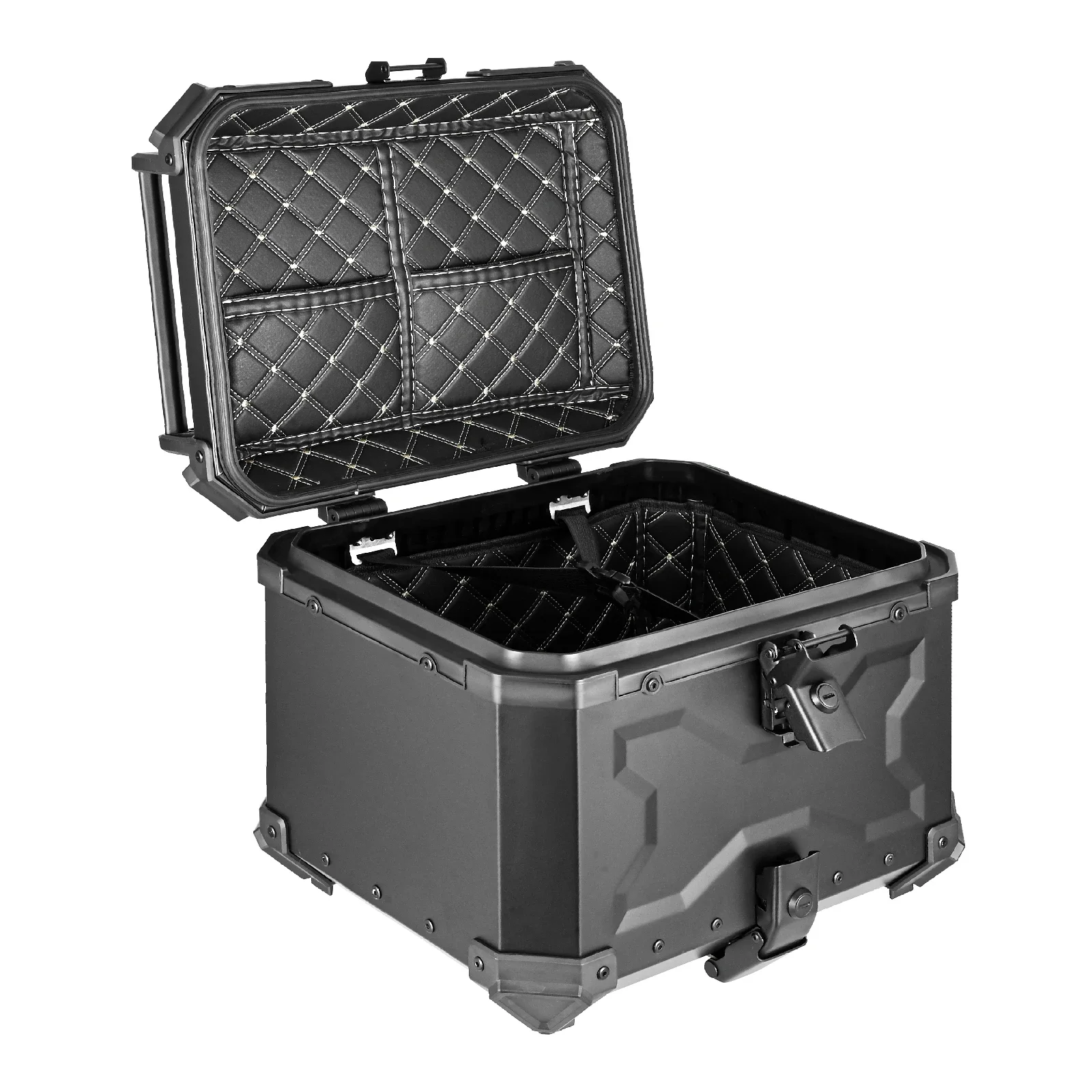 45L Motorcycle Rear Box Aluminium Alloy Tail Box Carrier Tool Case Universal Motorbike Trunk With Fitting Plate and Fixings