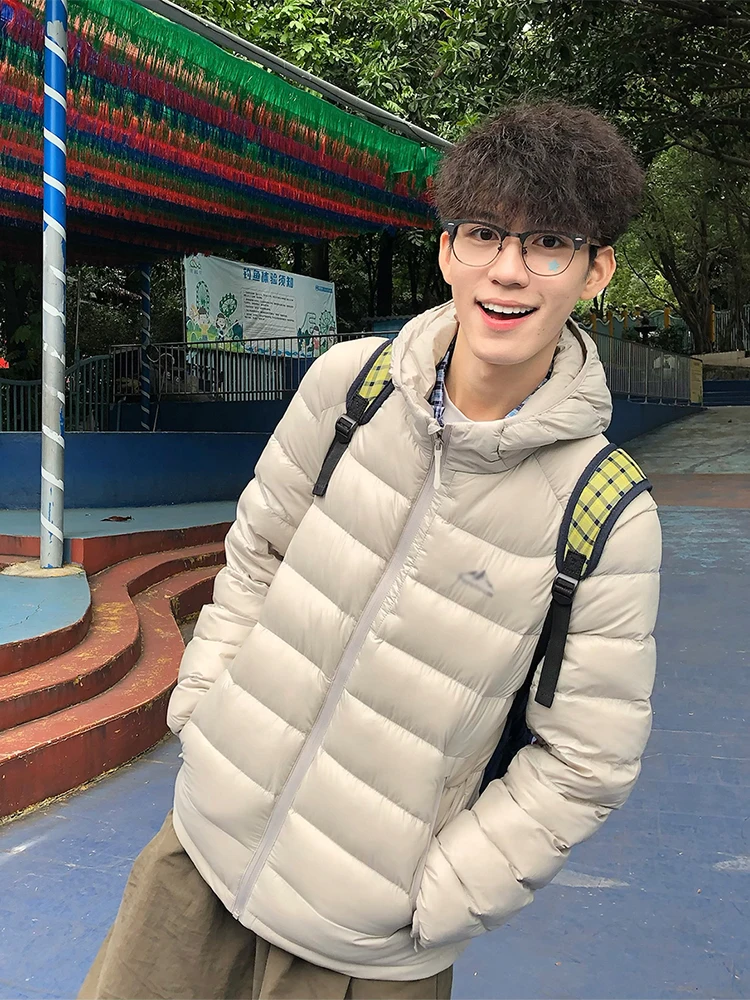 

Lightweight Thiened Warm Hooded down Cotton Jaet Men's Winter ort Coat Anti-Cold oulder Design Polyester Fiber