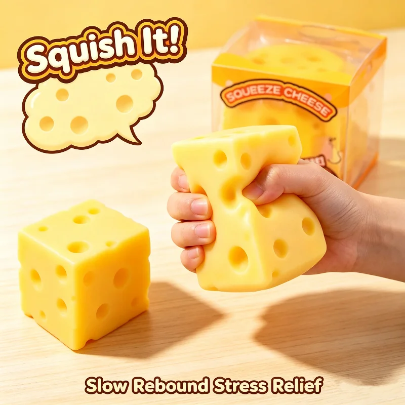 Crunchy Cheese Shape Slow Squeeze Squeeze Stress Relief Toy Comfort Grip Durable Material Stress Relieving Table Accessory New