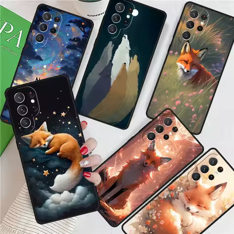 Cartoon Fox For Samsung Galaxy S24 Ultra S21 S22 S8 S9 S10E Note 10 20 Plus FE S23 Phone case Cover Coque