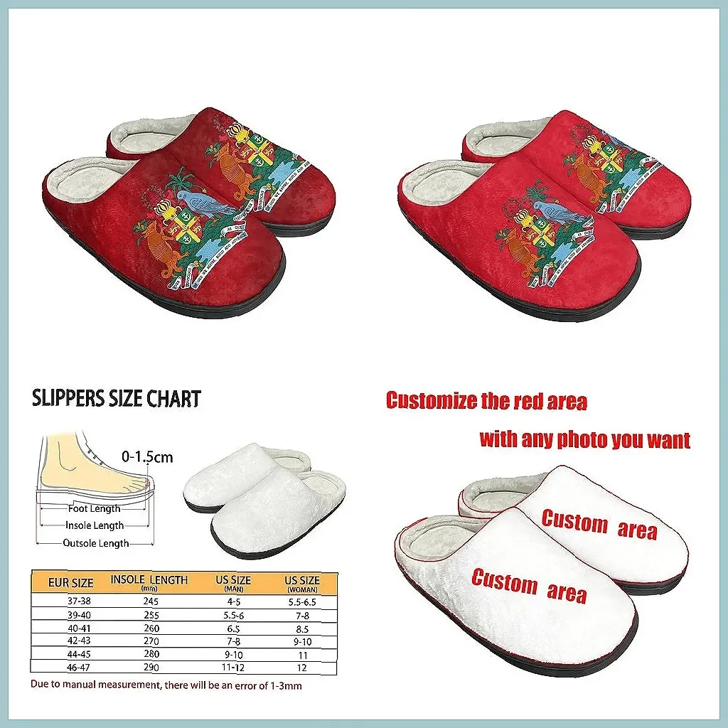 

Grenada Flag Cotton Plush Slippers for Men & Women, Warm Non-Slip Home Shoes