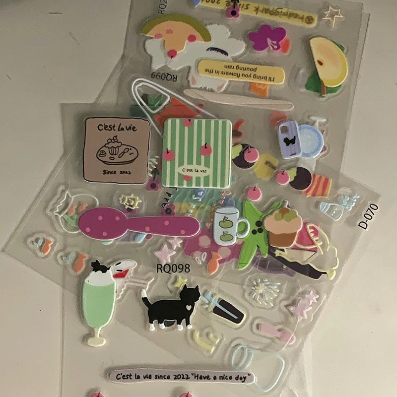 1 Sheet Cute Stationery Stickers Computer Phone Stickers Jelly Planner Decorative Mobile Phone Stickers
