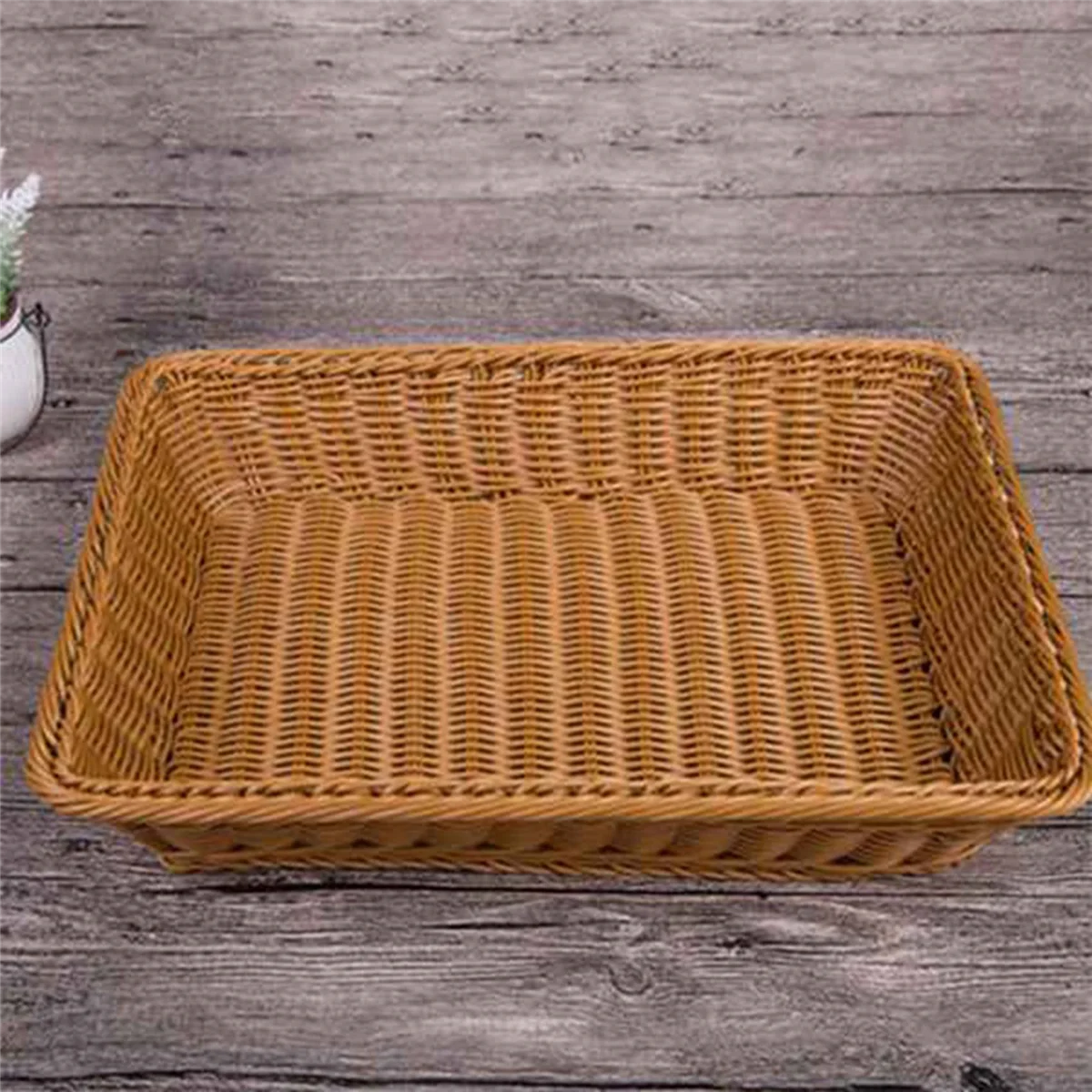 2 Pcs Rectangular Basket for Table or Counter Display for Bread,Fruits and Vegetables Wicker Baskets for Markets,Bakery