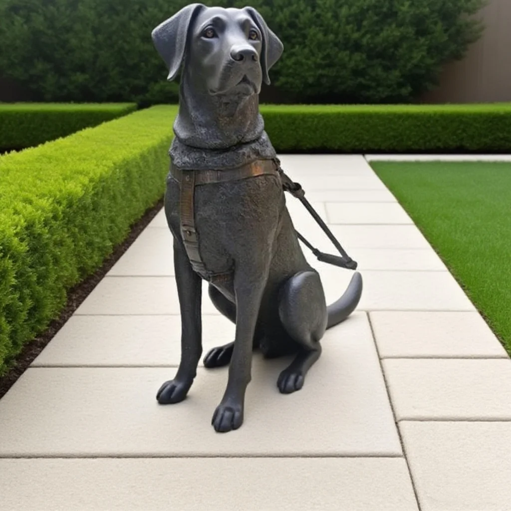 Escultura de Labrador Retriever de Bronce a Tamaño Real para Jardín, Estatua de Perro Guía de Metal y Latón con Técnica de Pulido