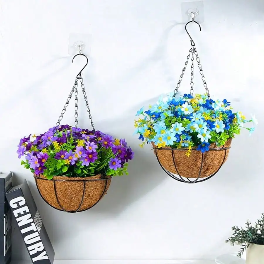 8/10 Inch Round Wire Plant Holder Metal Hanging Basket Coconut Liner Lining Plants Flower Garden Pot for Home Balcony Decoration