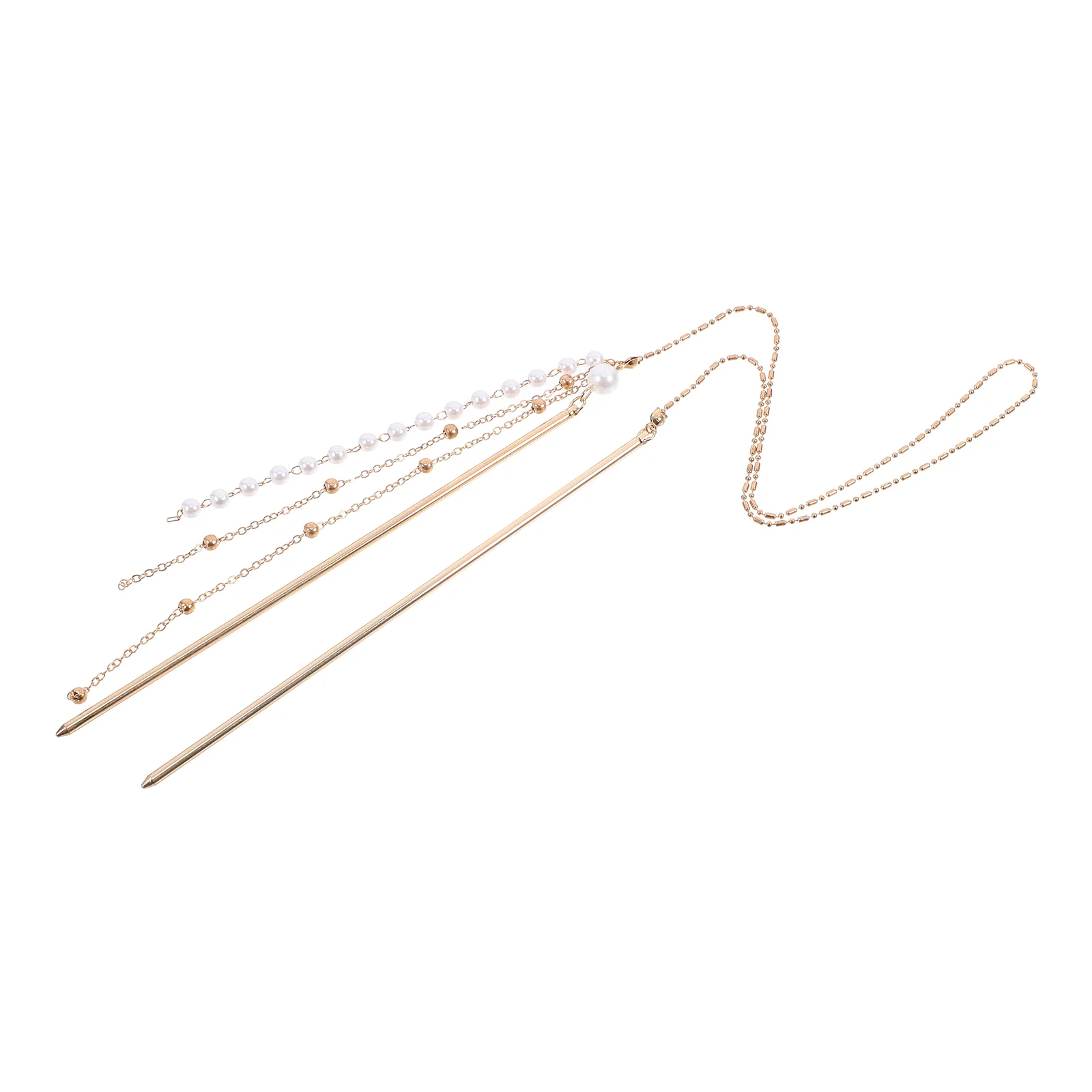 

Chinese Style Double Chain Tassel Hairpin Fork Stick Vintage ABS Zinc Alloy Hair Accessories for Bun Hairstyles Safe