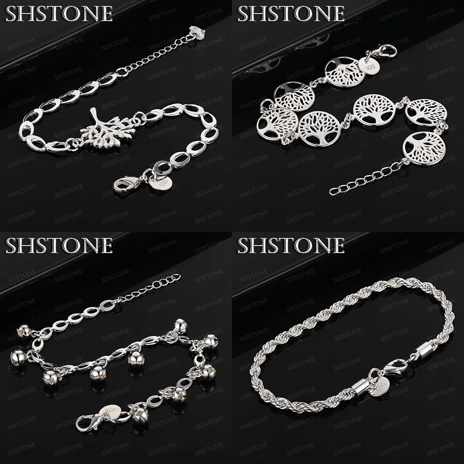 

Hot Popular 925 Sterling Silver Tree Bell Twisted Rope Chain Hollow Round Bracelets Birthday Party Fashion Jewelry Accessories