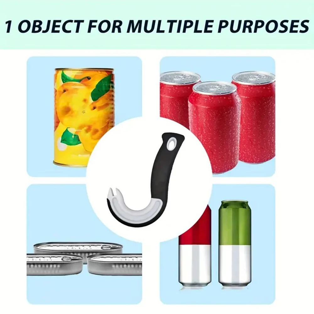 المحمولة على شكل حرف J سهلة قبضة القصدير فتاحات المطبخ عدم الانزلاق جرة فتاحة غطاء فتح أدوات حلقة سحب يمكن فتاحة متعددة الوظائف