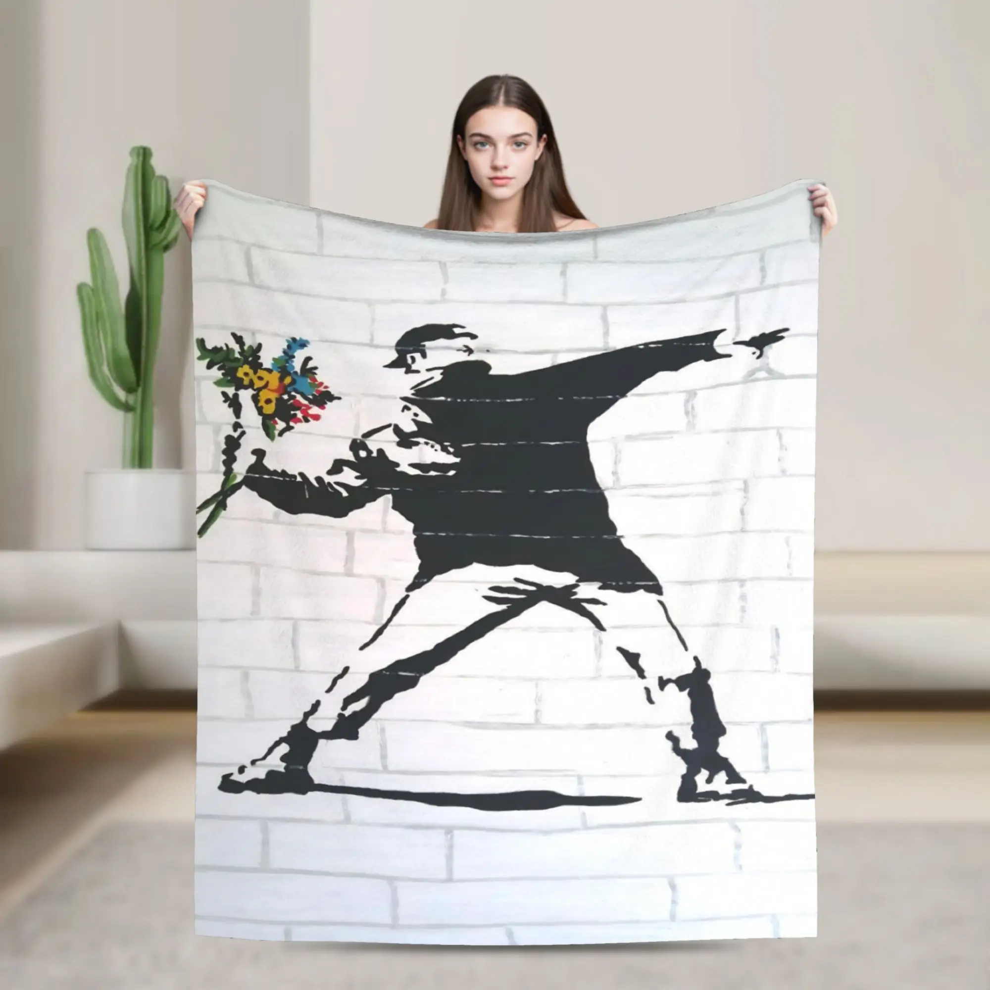 Banksys art Throw Blanket for Couch  Soft Fuzzy Plush Blanket 50x60 Inch Multi-size Bedspread for All Seasons