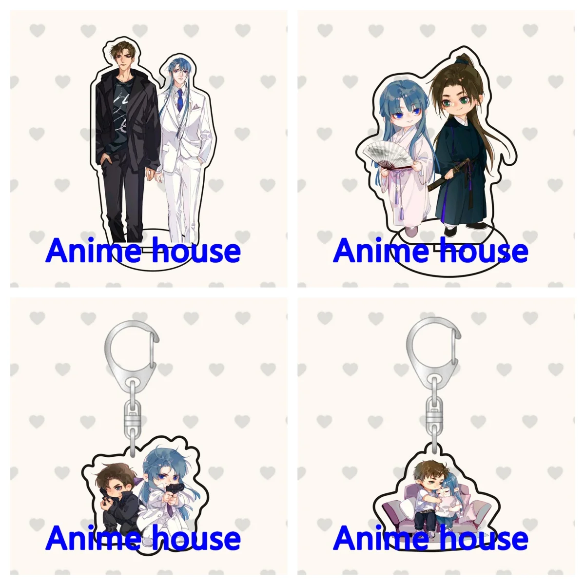 Not healthy relationship 15CM animation tabletop decoration to send friends set up brand double Q version key chain