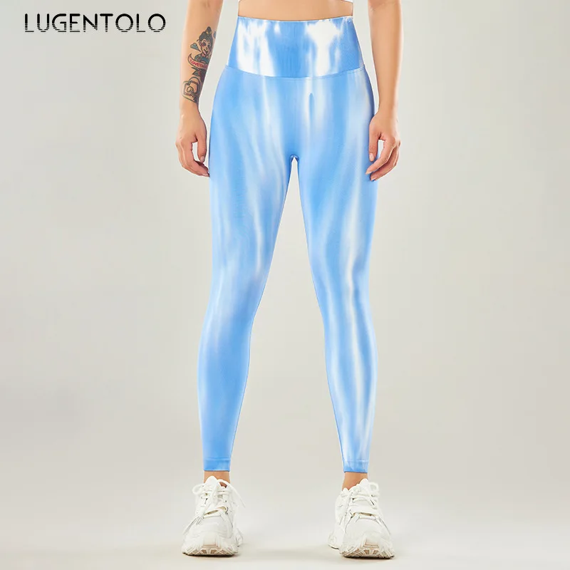 Frauen Sport Leggings Turnhose Stretch Tie-Dye hohe Taille dünn sexy Hüftlift Yoga Outdoor Joggen schnell trocknen Trainings kleidung