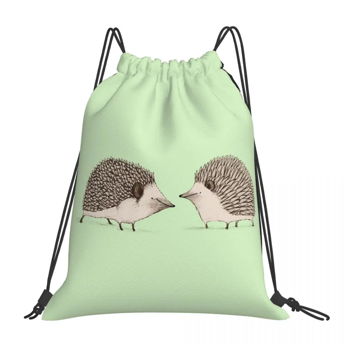 Two Hedgehogs Backpacks Casual Portable Drawstring Bags Sundries Bag Book Bags For Travel Students