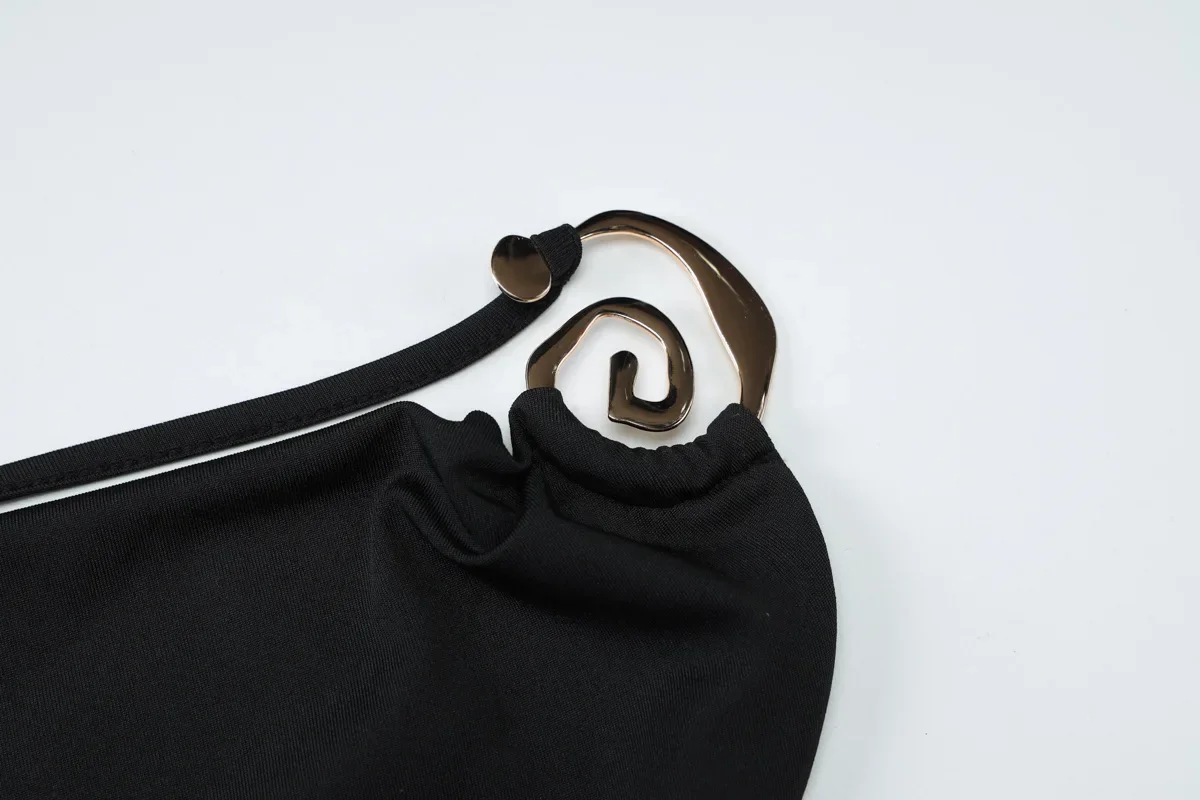 女性のセクシーなスイング襟スパゲッティストラップ金属バックル固体マキシドレス背中の開いたボディコンパーティークラブウェアホリデーロングローブ