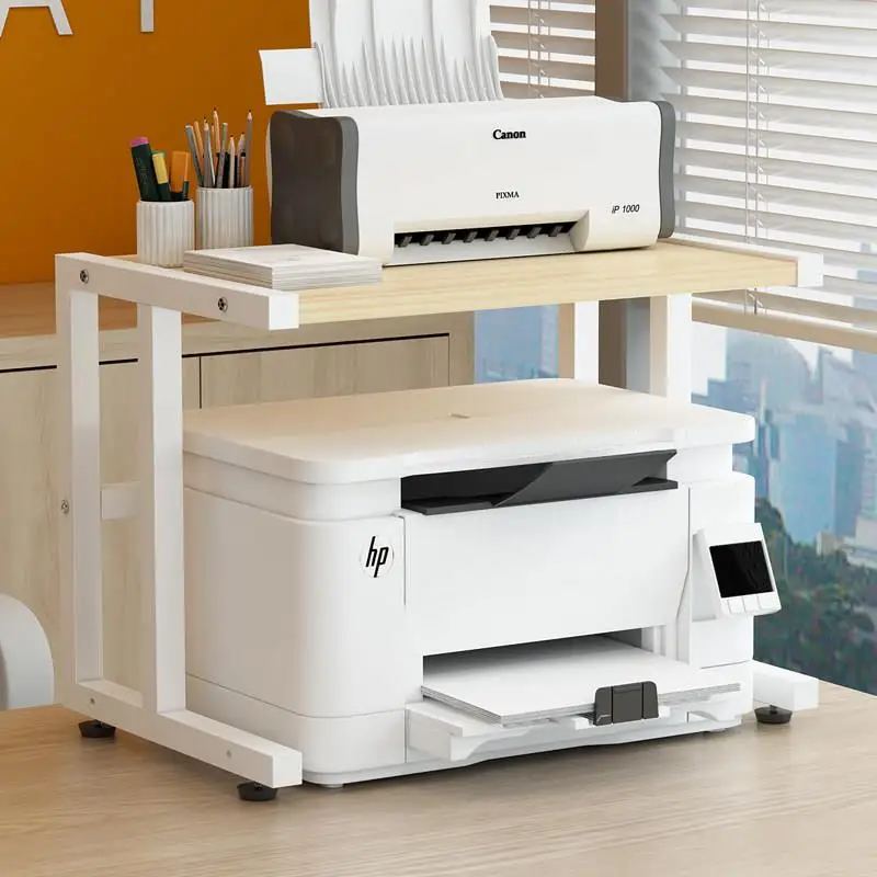 Portable Floor-Mounted Dual-Level Printer Stand Home Office Desktop Multi-Functional Storage Copy Organizer Rack Simple Style