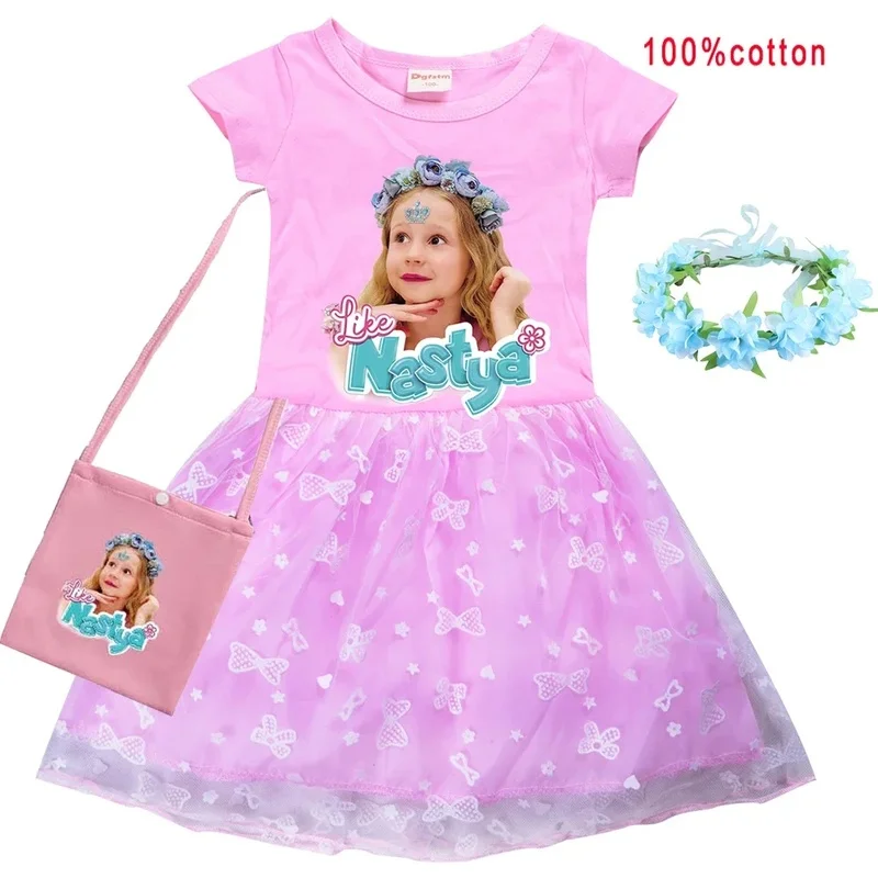 ♥   Nouvelles robes en dentelle arc-en-ciel 2026 style Nastya pour Halloween avec sac couronne, motif dessin animé Garden of Banban, pour mariage ★   Regarde-moi