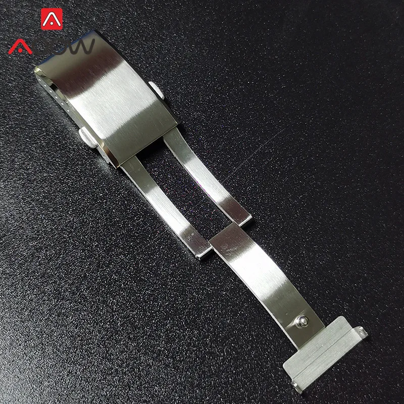 16mm 18mm 20mm 22mm Solid Stainless Steel Watch Clasp Double Press Folding Buckle Quality Metal Clasp Watch Repair Accessories