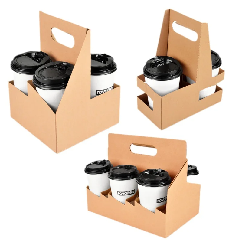 

Kraft Paper Coffee Beverage Packaging Disposable Portable Cup Holder