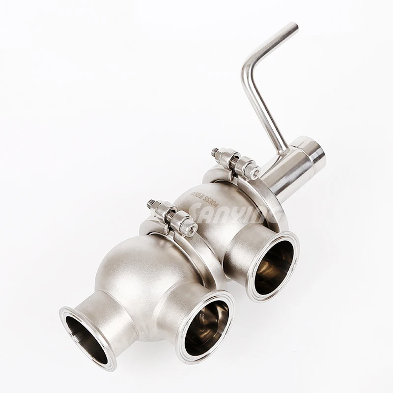 

Hygienic Stainless Steel Manual Control Shut-off Double Divert Seat Valve Regulating Valve F Type