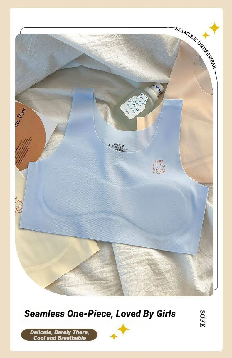 3-teiliges, bequemes, atmungsaktives, einfaches Trainings-BH-Unterhemd für Teenager, weiche, elastische, hautfreundliche Dessous für Mädchen, ohne Stahlring – Detail 6