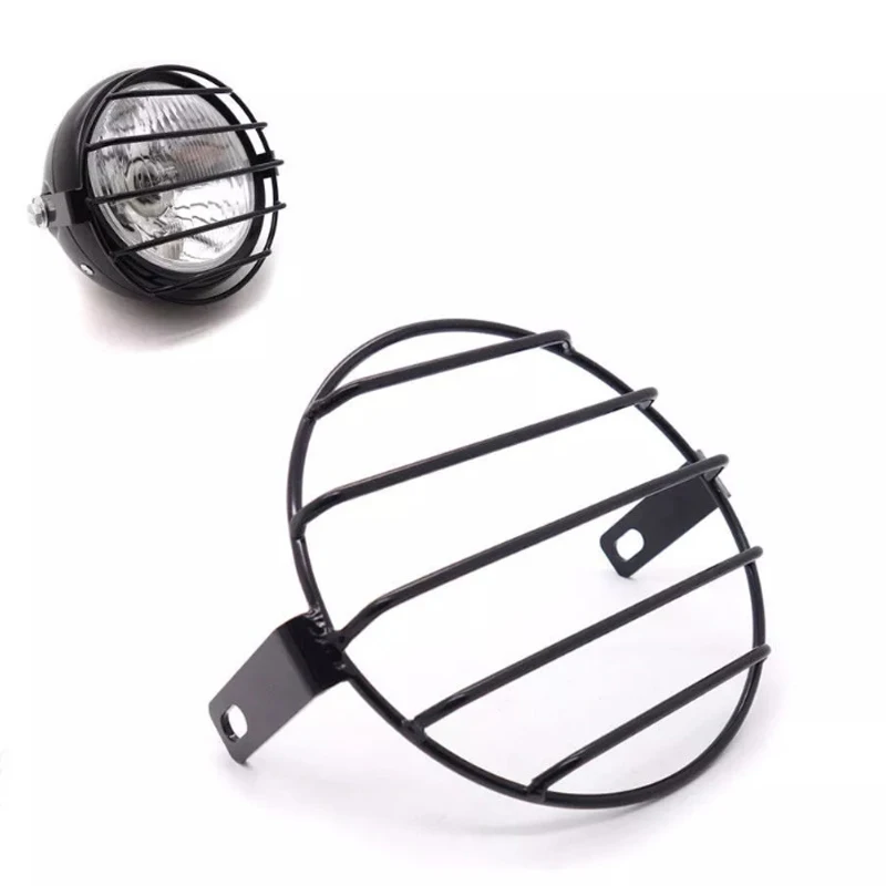 Motorcycle Universal Grill Headlight Protector Guard Cover For Retro Cafe Racer Headlight Protective Cover Modified Accessories