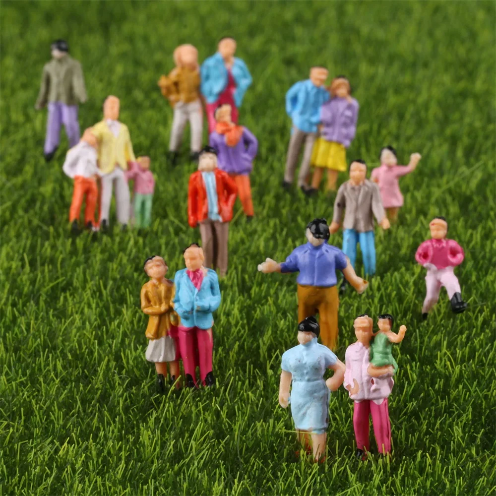 10 Pcs 1:87 Plastic People Model Railway Painted Mixed Figures/People Connected Model People Perfect for Layout or Diorama