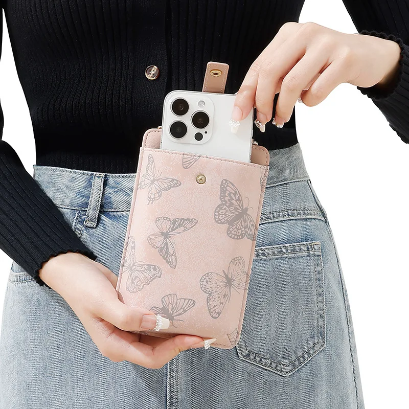 

Butterfly Print Crossbody Bag For Women PU Leather Mobile Phone Holder Coin Purse Single-Shoulder Luxury Fashion Ladies' Bag