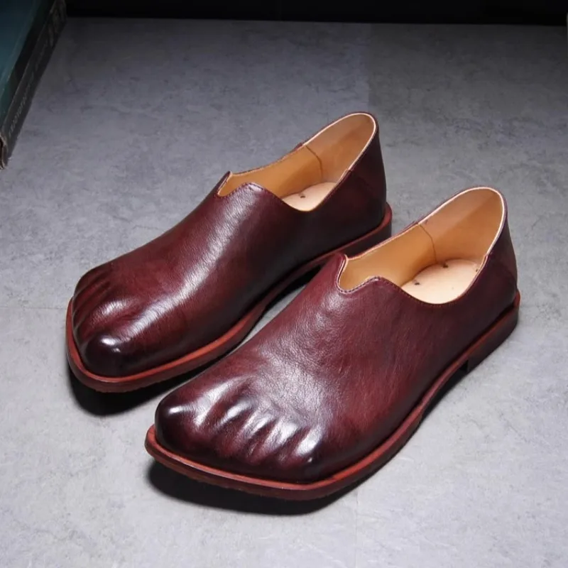 Handmade Retro Men Flats Genuine Leather Comfort Loafers Casual Luxury Leather Shoes Zapatos Hombre Mocasines