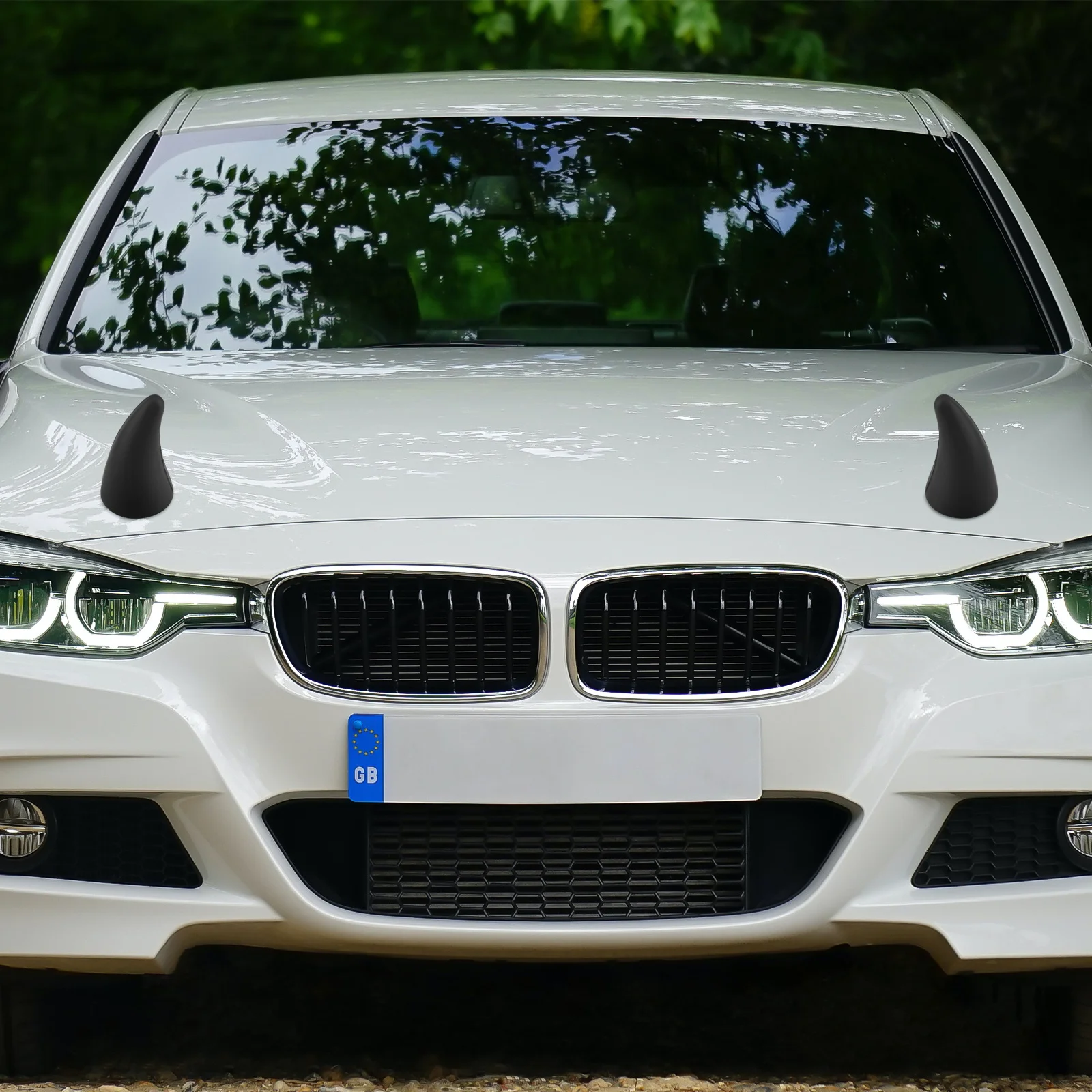 

2 шт. 3D рога дьявола, автомобильная наклейка, водостойкий декор на бампер, устройство против столкновений для авто, мотоцикла, прочное эластичное украшение