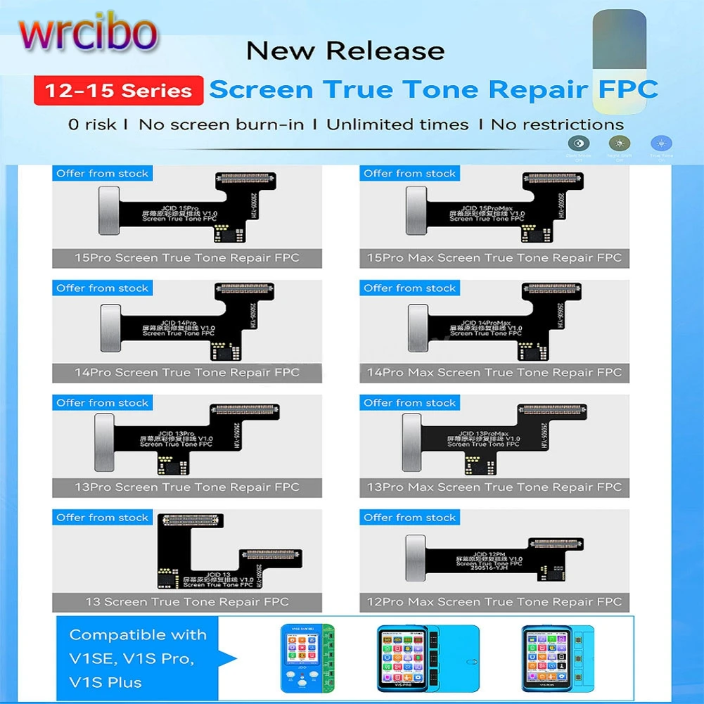 

JCID V1SE V1S PRO Экран True Tone Ремонт Гибкий кабель и адаптер Инструмент для чтения/записи для iPhone 12-15 Pro Max Оригинальный ремонт цвета