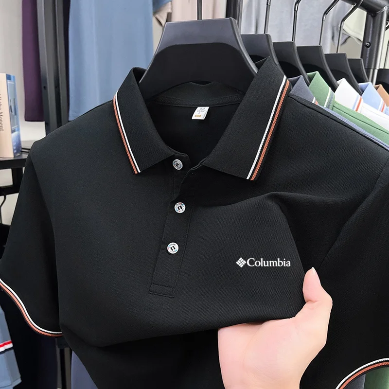 Summer men's new lapel short sleeved polo shirt high-end design brand letter printed casual comfortable T-shirt top