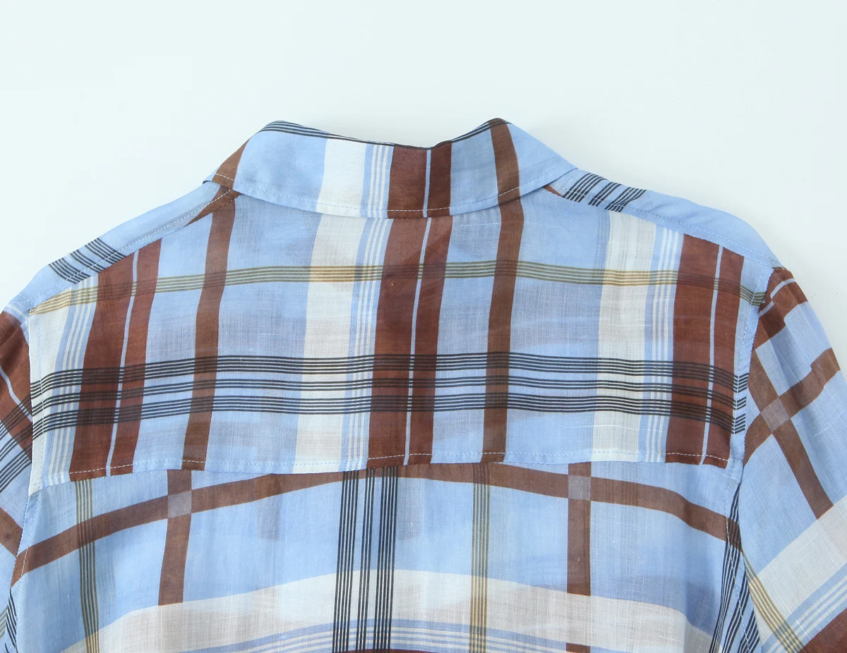 KONDALA Frauen Casual Chic Kleid Kariertes Hemd Stil Taille Spitze-up Midi Kleid 2025, Frühling Herbst Mode Elegante Vintage dame Kleid